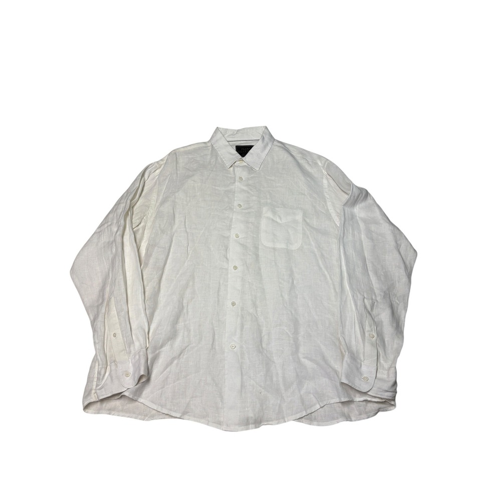 Jos A Bank Reserve White 100% Linen Shirt‎ Mens XL Traditional Fit Long Sleeve